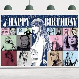 4.9 x 3.3 FT Taylor Birthday Decorations – Birthday Banner – Music Theme Backdrop – Fans Party Birthday Decorations for Girls Boys Kids