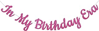 In My Birthday Era Banner, Girls Birthday Party Decorations, Eras Tour Birth-tay Birthday Banner, Swift Party Decor Hot Pink Glitter