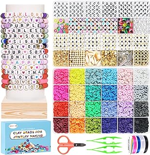 Redtwo Friendship Bracelet Making Kit for Girls, 7200 Clay Beads Jewelry Making Kits with Letter Beads and Charms, Gifts for Girls Adults