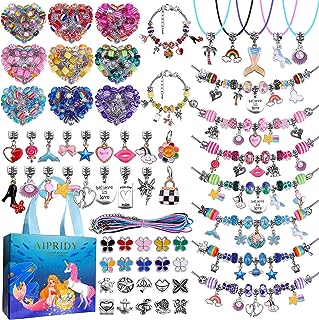 AIPRIDY Charm Bracelet Making Kit,Unicorn Mermaid Crafts Gifts Set Can Inspires Imagination and Creativity,Jewelry Making Kit Perfect Gifts for Girls 5-12 Years Old (150 Pieces)