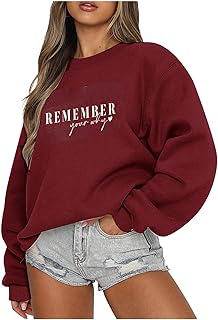 Remember Your Why Sweatshirt Oversized Pullover Sweater Letter Print Cute Hoodies Trendy Fall Winter Clothing 2023