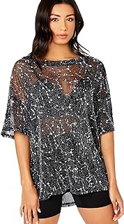 Women’s Summer Short Sleeve Tops See Through Mesh Sheer Sexy T Shirt Blouse